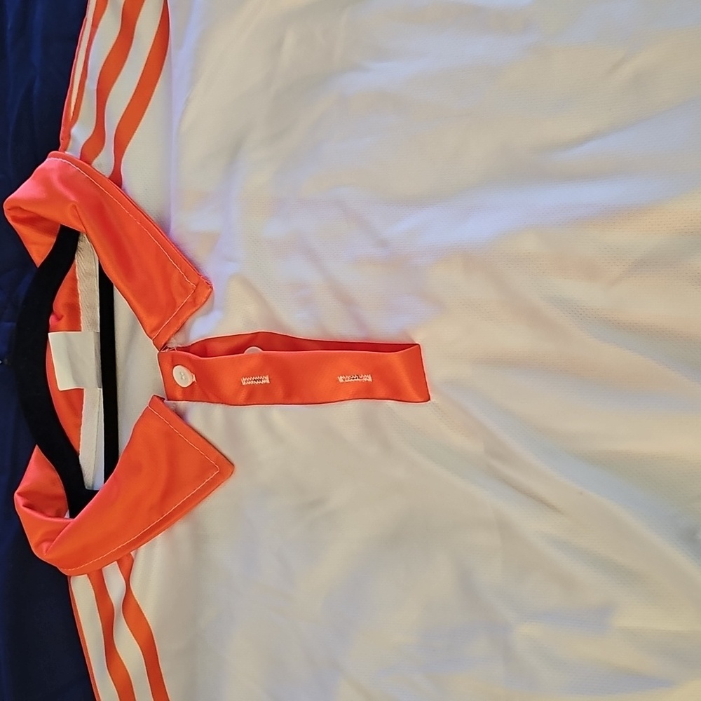 Lady White Polo with Bright Orange Trim With Matching Panys